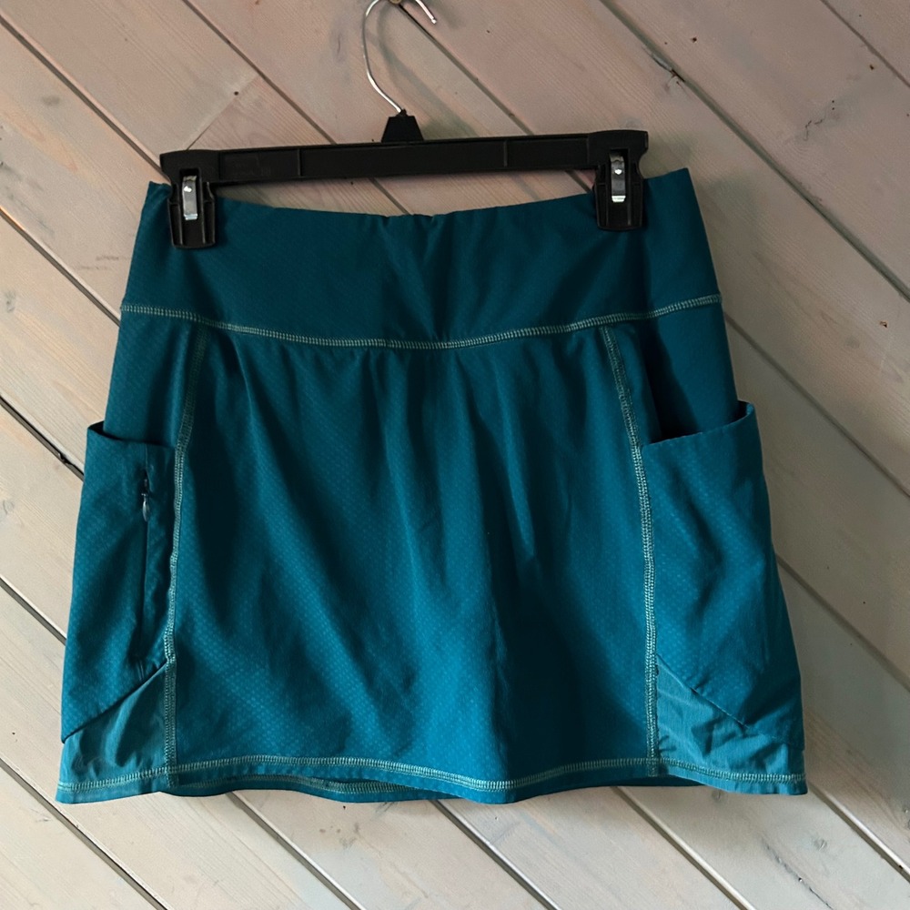 Athleta Womens XS Teal Blue Textured Athletic Skort Pockets Tennis Golf Running